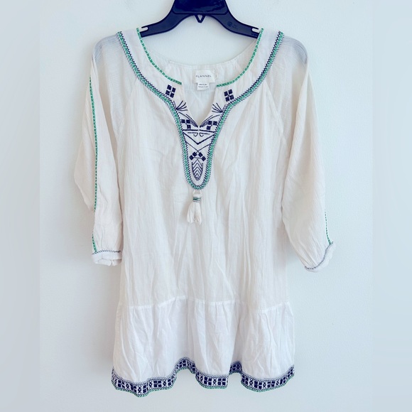 Flannel by Anthropologie Talara Drop-Waist Gauzy Boho Dress Size 1 (Small) - Picture 3 of 12